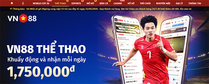 Read more about the article Sàn cá cược bóng đá nhà cái Vn88, uy tín nhất hiện nay