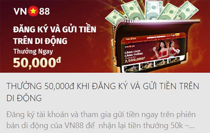Read more about the article Vn88 tặng 50k khi đăng ký tài khoản mới